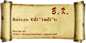 Balczo Kálmán névjegykártya