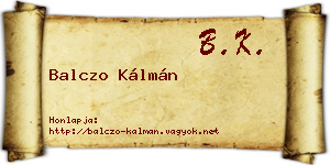 Balczo Kálmán névjegykártya